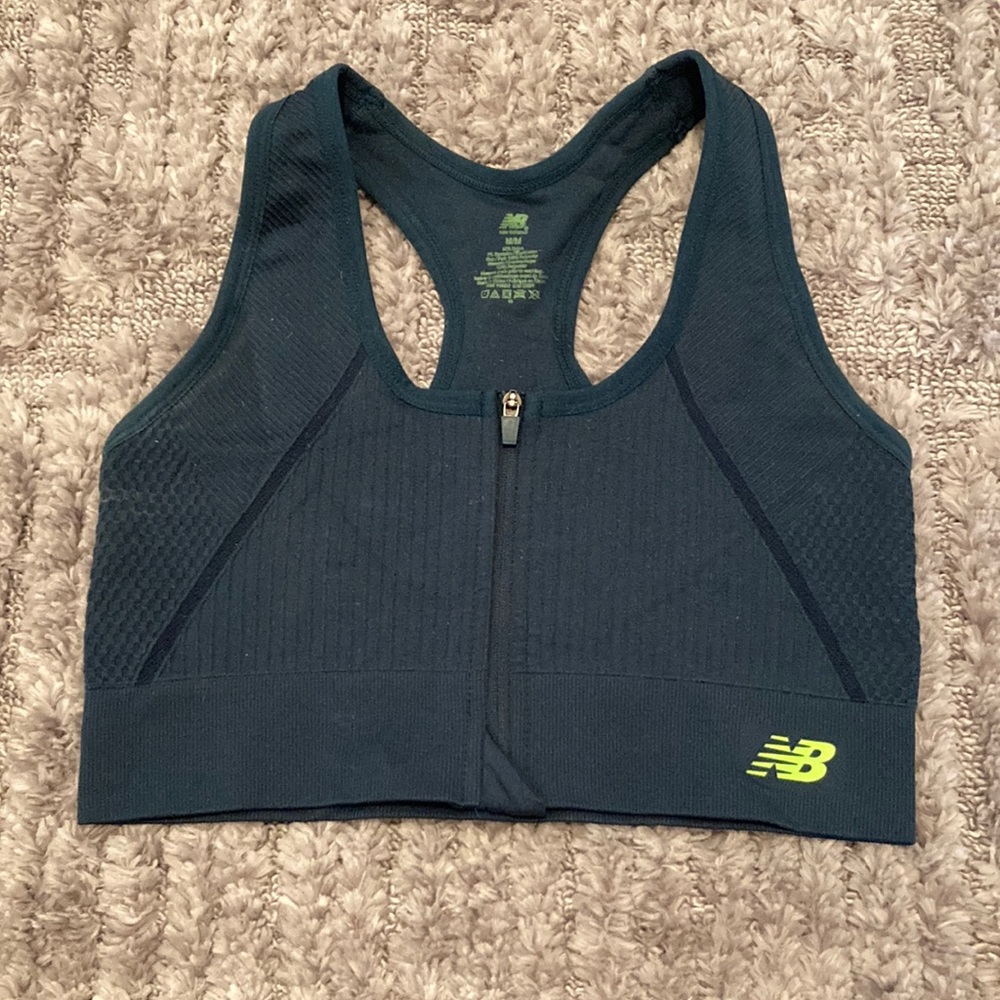 EUC dark green New Balance sports bra